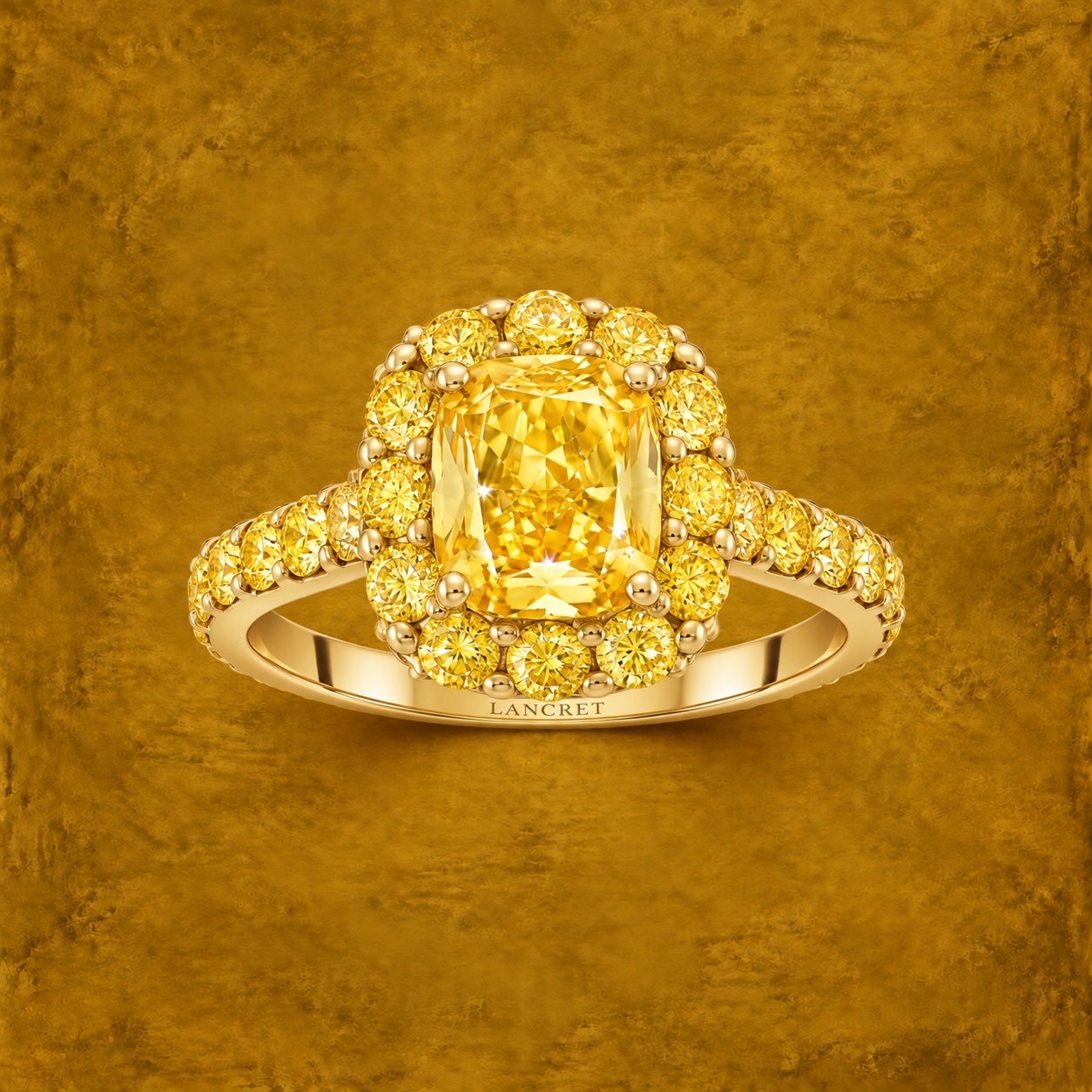 Cushion Yellow Diamond Frame Ring — Jewellery detail