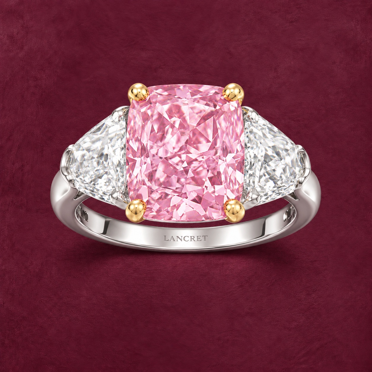 Cushion Pink Diamond Shield Trilogy — Jewellery detail