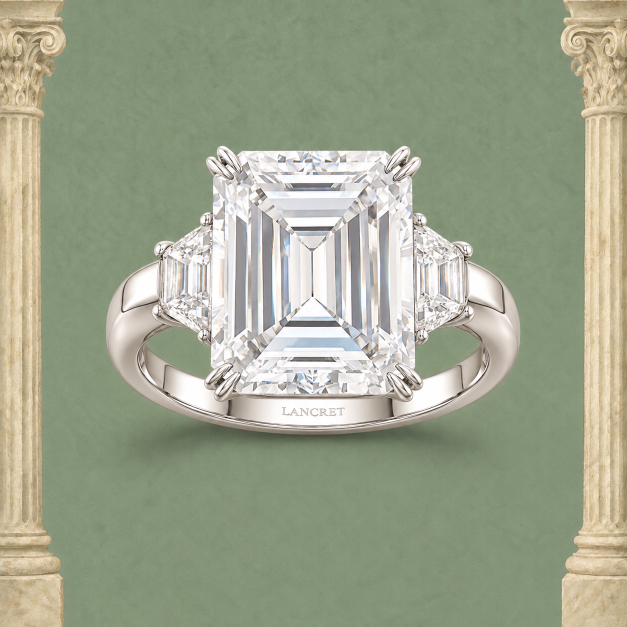 Emerald-Cut Trapezoid Trilogy — Jewellery detail