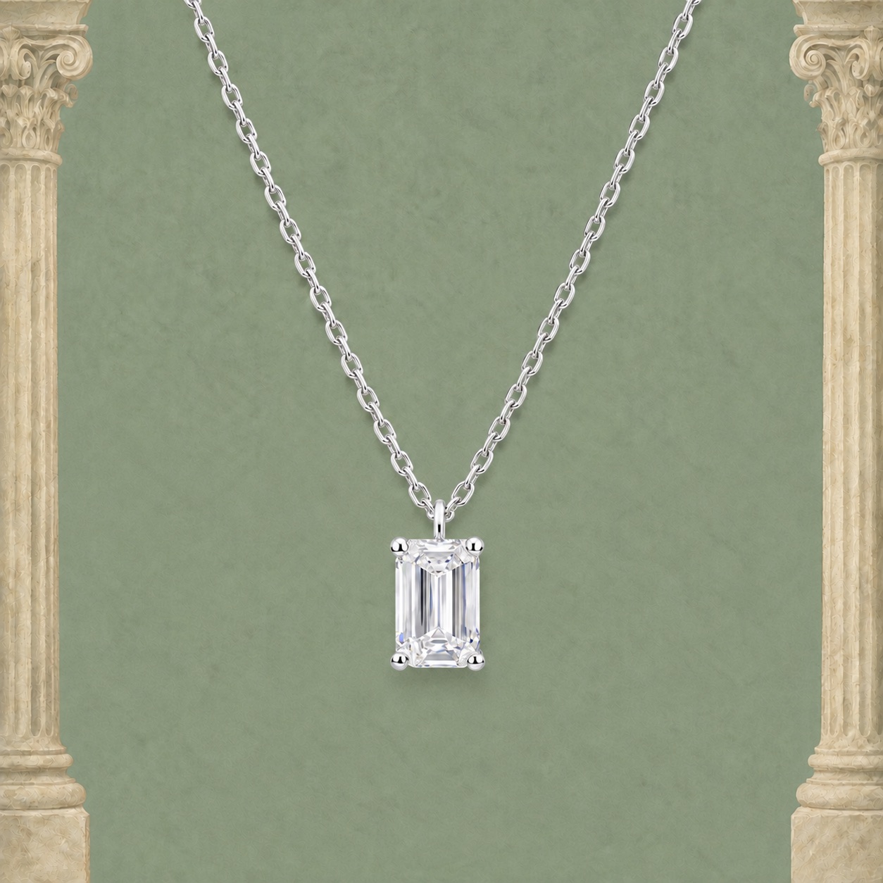 Step-Cut Diamond Pendant — Jewellery detail