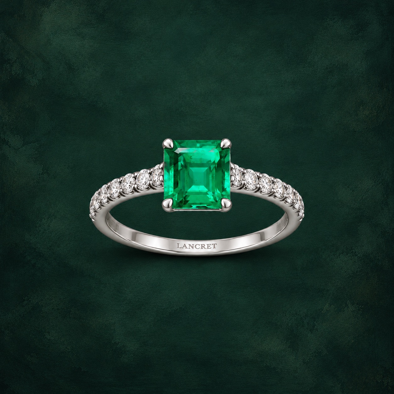 Rectangular Emerald Solitaire — Jewellery detail