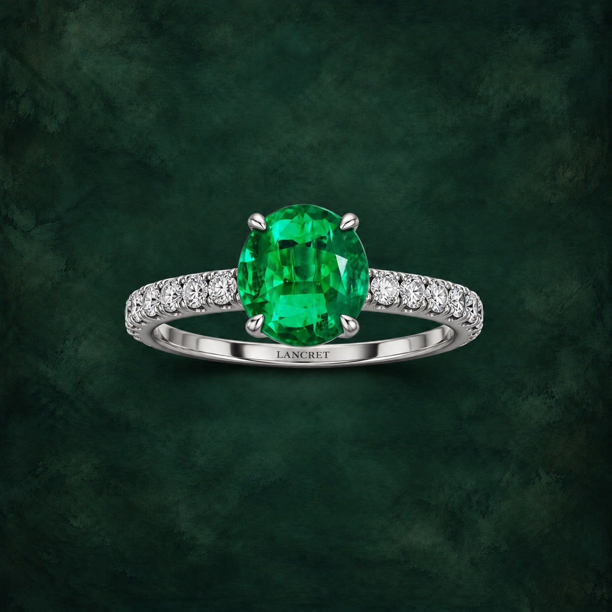 Oval Emerald Solitaire — Jewellery detail