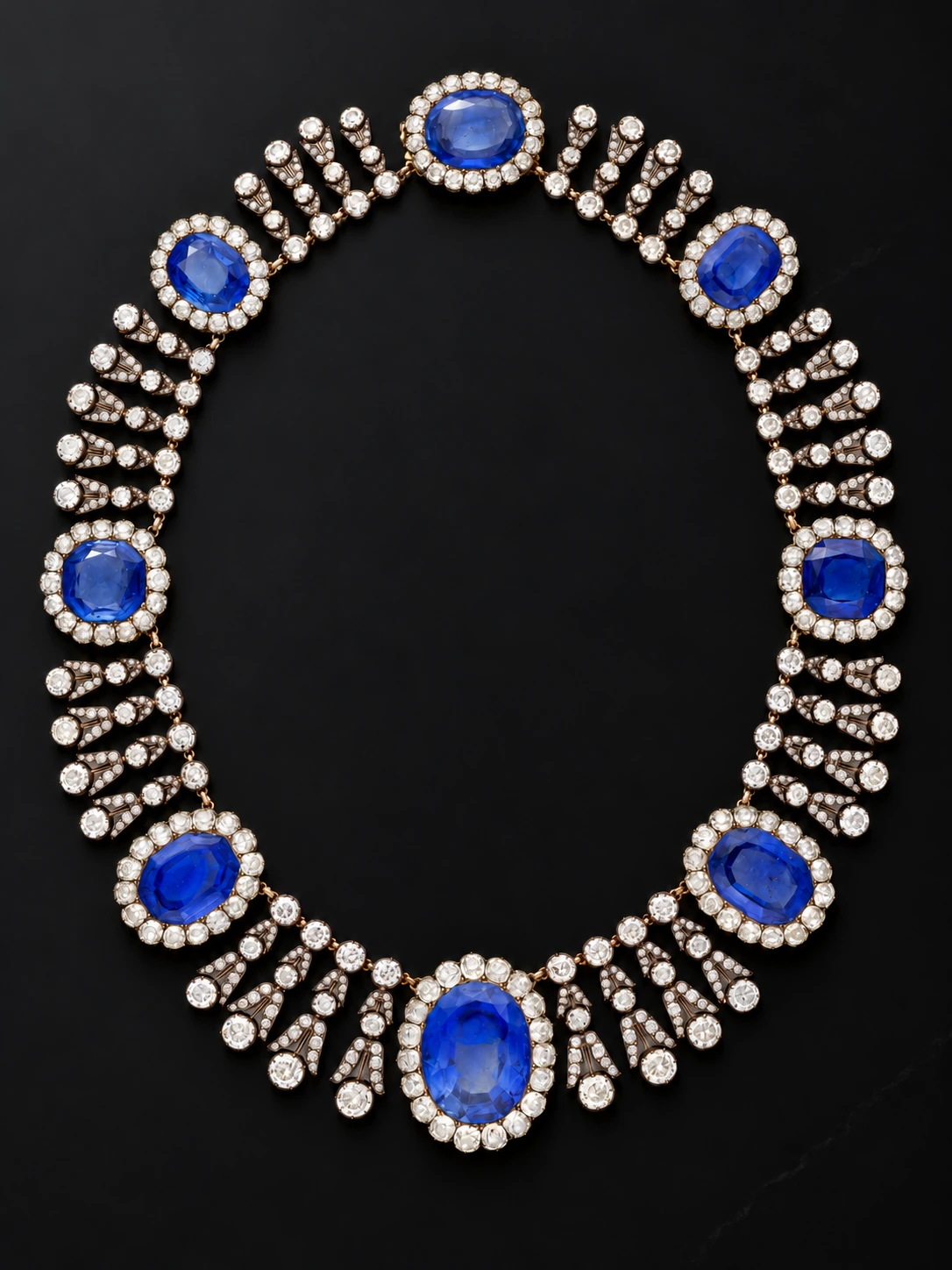 Marie-Amélie Sapphire Necklace — studio design visualisation on a black background