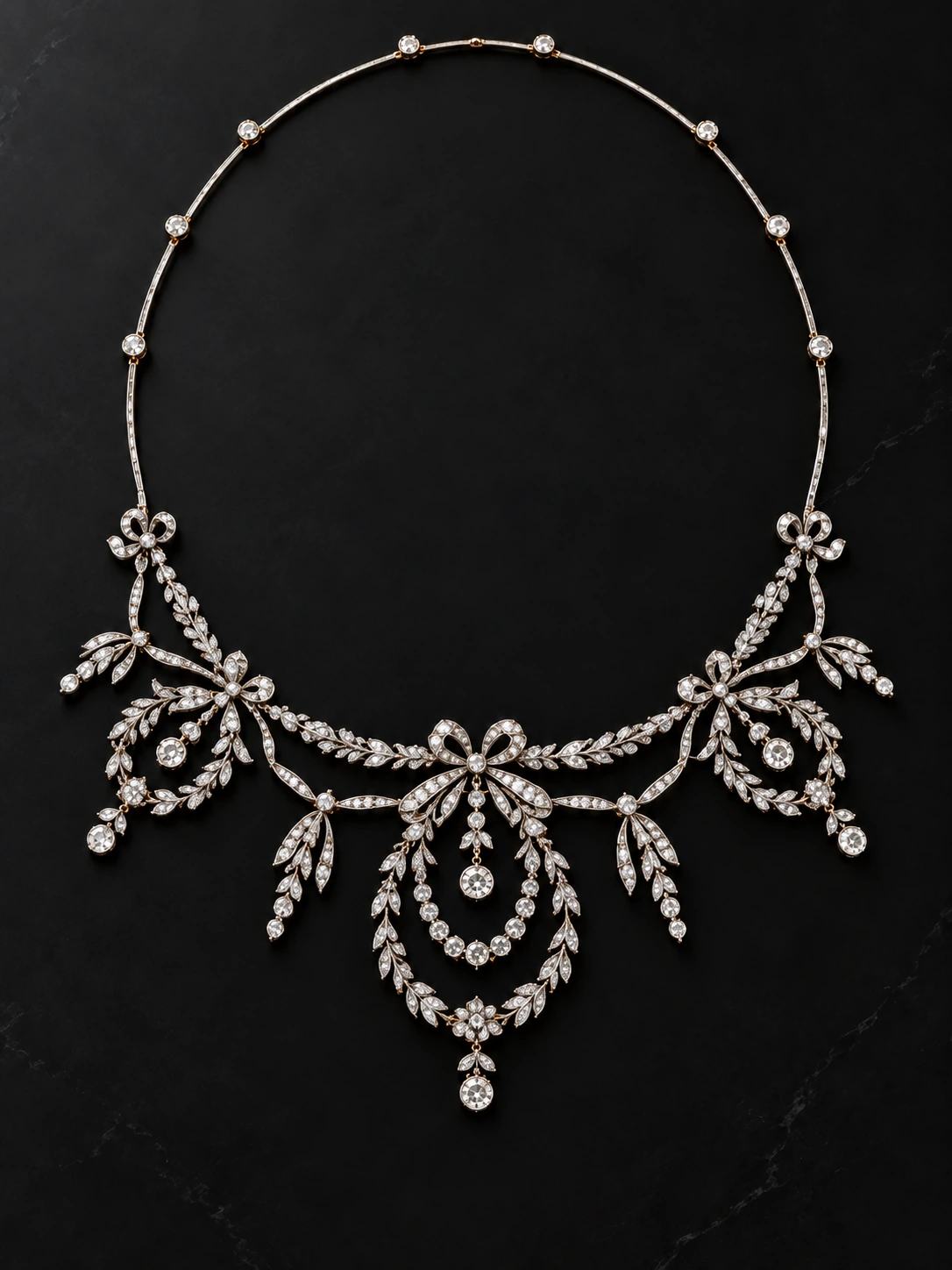 Belle Époque Garland Necklace — studio design visualisation on a black background