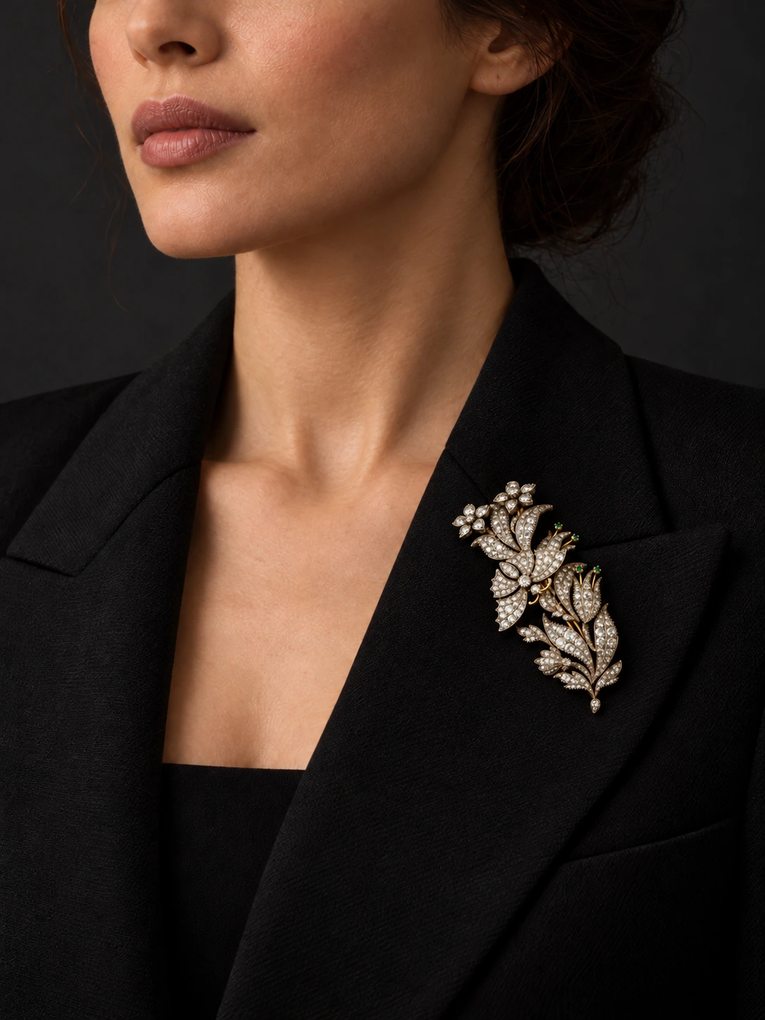 Victorian En Tremblant Brooch — model wearing the design