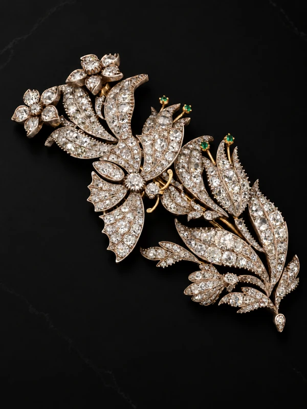Victorian En Tremblant Brooch — studio design visualisation on a black background